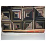 Log Cabin Style Handmade Quilt with Patchwork and Patterned Backing