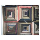 Log Cabin Style Handmade Quilt with Patchwork and Patterned Backing