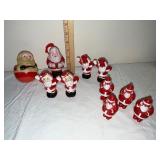 Collection of 9 Vintage Santa Claus Figures and Ornaments