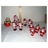 Collection of 9 Vintage Santa Claus Figures and Ornaments