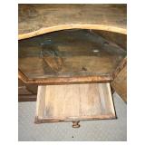 Antique Wooden Corner Cabinet with Shelves and Drawers