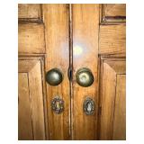 Antique Wooden Corner Cabinet with Shelves and Drawers