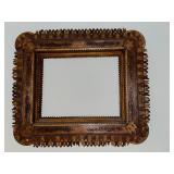 Antique Tramp Art Wooden Frame with Intricate Layered Carving