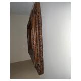 Antique Tramp Art Wooden Frame with Intricate Layered Carving