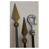 Set of 4 Vintage Parade Pole Finials with Brass and Painted Accents