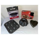 Collection of 4 Baking Pans Bundt Parini Egg Mold Heart Pan Bowl Maker