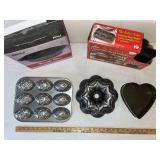 Collection of 4 Baking Pans Bundt Parini Egg Mold Heart Pan Bowl Maker