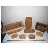 Longaberger and Rustic Wooden Basket Collection with Wood Inserts
