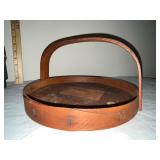 Folk Art Wooden Santa Figure, Handled Shaker Box, and Set of Carved Miniature Figures