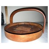 Folk Art Wooden Santa Figure, Handled Shaker Box, and Set of Carved Miniature Figures