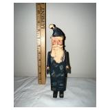 Folk Art Wooden Santa Figure, Handled Shaker Box, and Set of Carved Miniature Figures