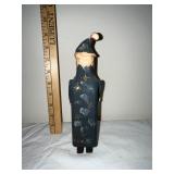 Folk Art Wooden Santa Figure, Handled Shaker Box, and Set of Carved Miniature Figures