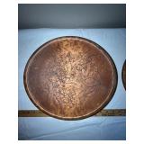 Set of 2 Hand-Carved Wooden Bowls with Floral and Oak Leaf Designs