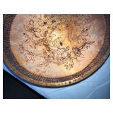 Set of 2 Hand-Carved Wooden Bowls with Floral and Oak Leaf Designs