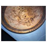Set of 2 Hand-Carved Wooden Bowls with Floral and Oak Leaf Designs