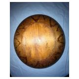 Set of 2 Hand-Carved Wooden Bowls with Floral and Oak Leaf Designs