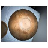 Collection of 5 Vintage Wooden Bowls with Pyrography and Beaded Trim