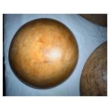 Collection of 5 Vintage Wooden Bowls with Pyrography and Beaded Trim