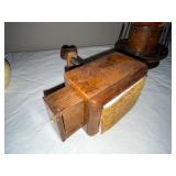 Antique Sewing Notions Lot with Pin Cushions and Wood Clamp Box