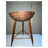 Vintage Wooden Dough Bowl Stand with Tripod Legs