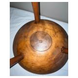 Vintage Wooden Dough Bowl Stand with Tripod Legs