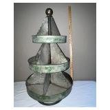 Tiered Metal Display Stand with Green Patina Finish