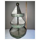 Tiered Metal Display Stand with Green Patina Finish