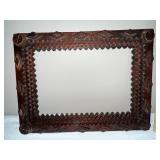 Antique Adirondack-Style Tramp Art Wood Picture Frame 22x16 in