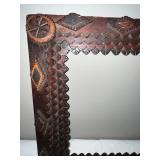 Antique Adirondack-Style Tramp Art Wood Picture Frame 22x16 in