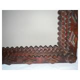 Antique Adirondack-Style Tramp Art Wood Picture Frame 22x16 in