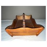 Carved Wood Letter Tray and Decorative Spatula Set