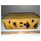 Vintage Wooden Key Storage Box with Three Pull-Out Drawers