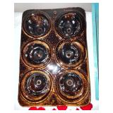 Vintage Kitchenware Lot with Muffin Pan, Cookie Cutters, Mixing Bowls, and Utensils