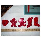 Vintage Kitchenware Lot with Muffin Pan, Cookie Cutters, Mixing Bowls, and Utensils