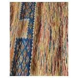 Handmade Woven Rug with Colorful Pattern and Fringe