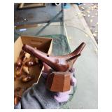 Lot of Wooden Bird Sculptures & Vintage Wood Saw Handles