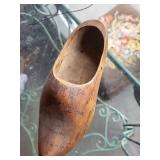 Vintage Wooden Shoe with Inscriptions & Wooden Frame