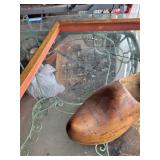 Vintage Wooden Shoe with Inscriptions & Wooden Frame