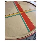 Vintage Wooden Lazy Susan with Colorful Cross Pattern