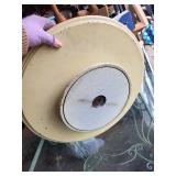 Vintage Wooden Lazy Susan with Colorful Cross Pattern