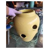Set of 2 Unique Yellow Ceramic Planters with Multiple Holes