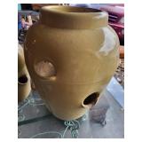 Set of 2 Unique Yellow Ceramic Planters with Multiple Holes