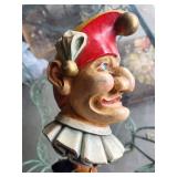 Vintage Jester Puppet Head with Wooden Handle