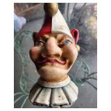 Vintage Jester Puppet Head with Wooden Handle