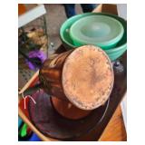 Vintage Kitchenware & Decor Lot: Copper Pot, Glassware, Bowls