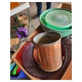 Vintage Kitchenware & Decor Lot: Copper Pot, Glassware, Bowls