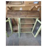 Vintage Wooden Cabinet with Wire Mesh Doors - Rustic Distressed Green