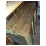 Vintage Wooden Cabinet with Wire Mesh Doors - Rustic Distressed Green