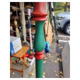 Vintage Red and Green Floor Lamp with Pull Chain