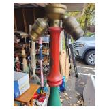 Vintage Red and Green Floor Lamp with Pull Chain